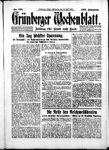 Gr&uuml;nberger Wochenblatt: Zeitung f&uuml;r Stadt und Land, No. 164. ( 16. Juli 1930 )
