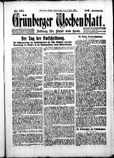 Gr&uuml;nberger Wochenblatt: Zeitung f&uuml;r Stadt und Land, No. 165. ( 17. Juli 1930 )