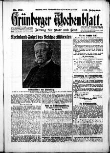 Gr&uuml;nberger Wochenblatt: Zeitung f&uuml;r Stadt und Land, No. 167. ( 19./ 20. Juli 1930 )