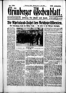 Gr&uuml;nberger Wochenblatt: Zeitung f&uuml;r Stadt und Land, No. 168. ( 21. Juli 1930 )
