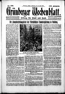 Gr&uuml;nberger Wochenblatt: Zeitung f&uuml;r Stadt und Land, No. 169. ( 22. Juli 1930 )