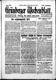 Gr&uuml;nberger Wochenblatt: Zeitung f&uuml;r Stadt und Land, No. 170. ( 23. Juli 1930 )