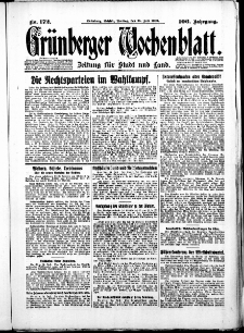 Gr&uuml;nberger Wochenblatt: Zeitung f&uuml;r Stadt und Land, No. 172. ( 25. Juli 1930 )