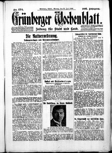 Gr&uuml;nberger Wochenblatt: Zeitung f&uuml;r Stadt und Land, No. 174. ( 28. Juli 1930 )