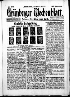 Gr&uuml;nberger Wochenblatt: Zeitung f&uuml;r Stadt und Land, No. 175. ( 29. Juli 1930 )