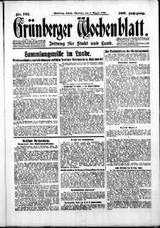 Grünberger Wochenblatt: Zeitung für Stadt und Land, No. 181. ( 5. Juli 1930 )