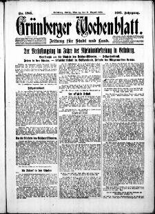 Gr&uuml;nberger Wochenblatt: Zeitung f&uuml;r Stadt und Land, No. 186. ( 11. August 1930 )
