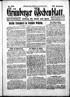 Gr&uuml;nberger Wochenblatt: Zeitung f&uuml;r Stadt und Land, No. 188. ( 13. August 1930 )