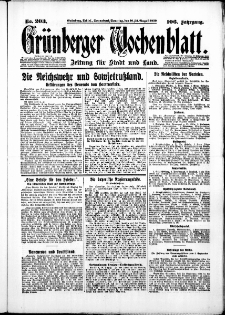 Gr&uuml;nberger Wochenblatt: Zeitung f&uuml;r Stadt und Land, No. 203. ( 30./31. August 1930 )