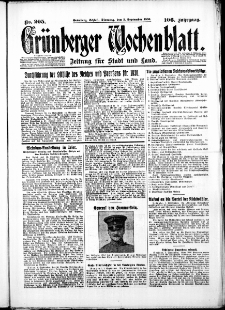 Gr&uuml;nberger Wochenblatt: Zeitung f&uuml;r Stadt und Land, No. 205. ( 2. September 1930 )