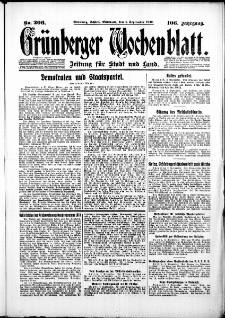Gr&uuml;nberger Wochenblatt: Zeitung f&uuml;r Stadt und Land, No. 206. ( 3. September 1930 )