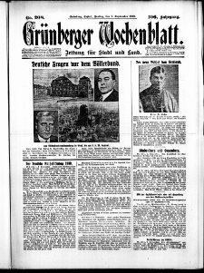 Gr&uuml;nberger Wochenblatt: Zeitung f&uuml;r Stadt und Land, No. 208. ( 5. September1930 )