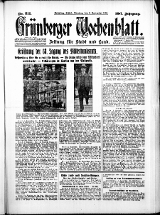 Gr&uuml;nberger Wochenblatt: Zeitung f&uuml;r Stadt und Land, No. 211. ( 9. September 1930 )