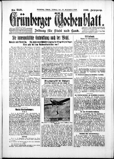 Gr&uuml;nberger Wochenblatt: Zeitung f&uuml;r Stadt und Land, No. 220. ( 19. September 1930 )