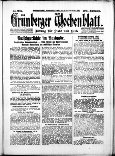 Gr&uuml;nberger Wochenblatt: Zeitung f&uuml;r Stadt und Land, No. 221. ( 20./ 21. September 1930 )