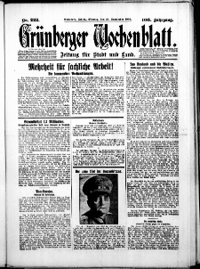 Gr&uuml;nberger Wochenblatt: Zeitung f&uuml;r Stadt und Land, No. 222. ( 22. September 1930 )