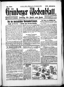 Gr&uuml;nberger Wochenblatt: Zeitung f&uuml;r Stadt und Land, No. 223. ( 23. September 1930 )