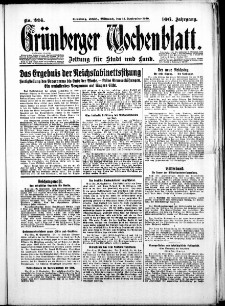 Gr&uuml;nberger Wochenblatt: Zeitung f&uuml;r Stadt und Land, No. 224. ( 24. September 1930 )