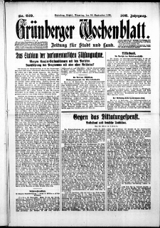 Gr&uuml;nberger Wochenblatt: Zeitung f&uuml;r Stadt und Land, No. 229. ( 30. September 1930 )