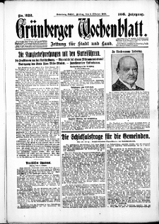 Gr&uuml;nberger Wochenblatt: Zeitung f&uuml;r Stadt und Land, No. 230. ( 3. Oktober 1930 )
