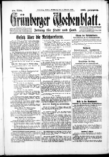 Gr&uuml;nberger Wochenblatt: Zeitung f&uuml;r Stadt und Land, No. 236. ( 8. Oktober 1930 )