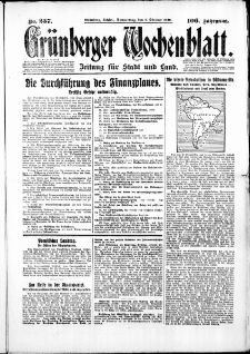Gr&uuml;nberger Wochenblatt: Zeitung f&uuml;r Stadt und Land, No. 237. ( 9. Oktober 1930 )