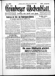 Gr&uuml;nberger Wochenblatt: Zeitung f&uuml;r Stadt und Land, No. 238. ( 10. Oktober 1930 )