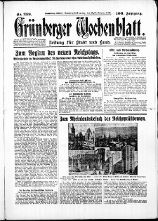 Gr&uuml;nberger Wochenblatt: Zeitung f&uuml;r Stadt und Land, No. 239. ( 11./ 12. Oktober 1930 )
