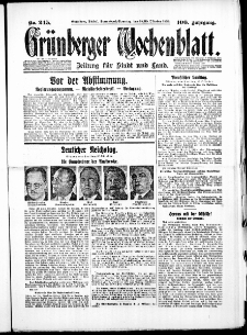 Gr&uuml;nberger Wochenblatt: Zeitung f&uuml;r Stadt und Land, No. 245. ( 18./ 19. Oktober 1930 )