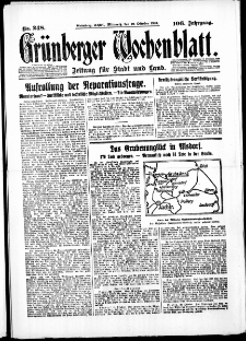 Gr&uuml;nberger Wochenblatt: Zeitung f&uuml;r Stadt und Land, No. 248. ( 22. Oktober 1930 )