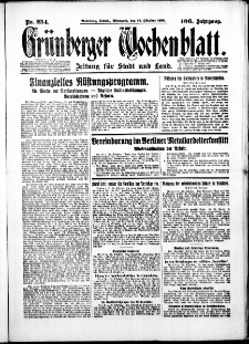 Gr&uuml;nberger Wochenblatt: Zeitung f&uuml;r Stadt und Land, No. 254. ( 29. Oktober 1930 )