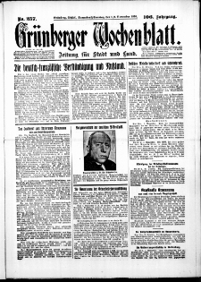 Gr&uuml;nberger Wochenblatt: Zeitung f&uuml;r Stadt und Land, No. 257. ( 1./ 2. November1930 )