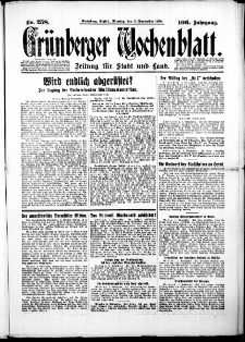 Gr&uuml;nberger Wochenblatt: Zeitung f&uuml;r Stadt und Land, No. 258. ( 3. November 1930 )