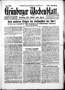 Gr&uuml;nberger Wochenblatt: Zeitung f&uuml;r Stadt und Land, No. 261. ( 6. November 1930 )