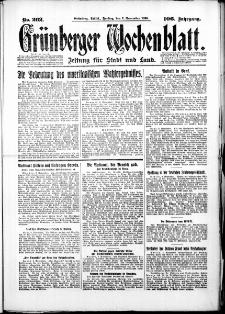 Gr&uuml;nberger Wochenblatt: Zeitung f&uuml;r Stadt und Land, No. 262. ( 7. November 1930 )