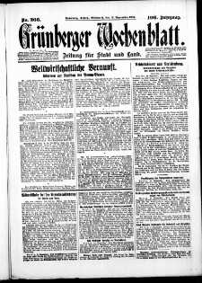 Gr&uuml;nberger Wochenblatt: Zeitung f&uuml;r Stadt und Land, No. 266. ( 12. November 1930 )