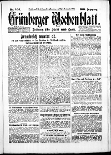 Gr&uuml;nberger Wochenblatt: Zeitung f&uuml;r Stadt und Land, No. 269. ( 15./ 16. November 1930 )
