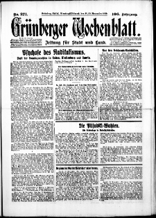 Gr&uuml;nberger Wochenblatt: Zeitung f&uuml;r Stadt und Land, No. 271. ( 18./ 19. November 1930 )