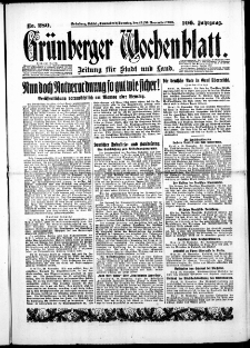 Gr&uuml;nberger Wochenblatt: Zeitung f&uuml;r Stadt und Land, No. 280. ( 29./ 30. November 1930 )
