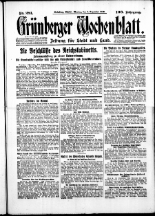 Gr&uuml;nberger Wochenblatt: Zeitung f&uuml;r Stadt und Land, No. 281. ( 1. Dezember 1930 )