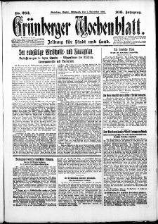 Gr&uuml;nberger Wochenblatt: Zeitung f&uuml;r Stadt und Land, No. 283. ( 3. Dezember 1930 )