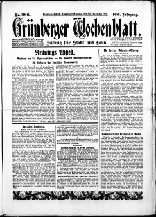 Gr&uuml;nberger Wochenblatt: Zeitung f&uuml;r Stadt und Land, No. 286. ( 6./ 7. Dezember 1930 )