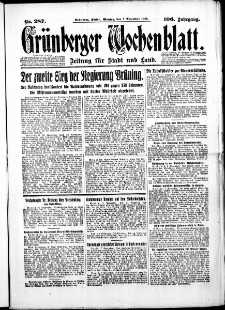 Gr&uuml;nberger Wochenblatt: Zeitung f&uuml;r Stadt und Land, No. 287. ( 8. Dezember 1930 )