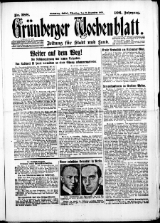 Gr&uuml;nberger Wochenblatt: Zeitung f&uuml;r Stadt und Land, No. 288. ( 9. Dezember 1930 )