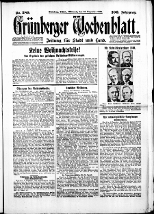 Gr&uuml;nberger Wochenblatt: Zeitung f&uuml;r Stadt und Land, No. 289. ( 10. Dezember 1930 )