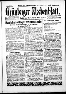 Gr&uuml;nberger Wochenblatt: Zeitung f&uuml;r Stadt und Land, No. 292. ( 13./ 14. Dezember 1930 )