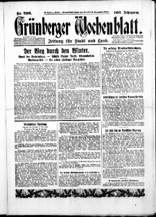 Gr&uuml;nberger Wochenblatt: Zeitung f&uuml;r Stadt und Land, No. 298. ( 20./ 21. Dezember 1930 )