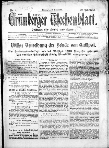 Grünberger Wochenblatt: Zeitung für Stadt und Land, No. 8. (11. Januar 1916)