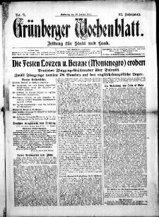 Gr&uuml;nberger Wochenblatt: Zeitung f&uuml;r Stadt und Land, No. 9. (12. Januar 1916)