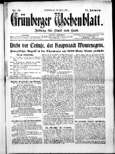 Gr&uuml;nberger Wochenblatt: Zeitung f&uuml;r Stadt und Land, No. 10. (13. Januar 1916)